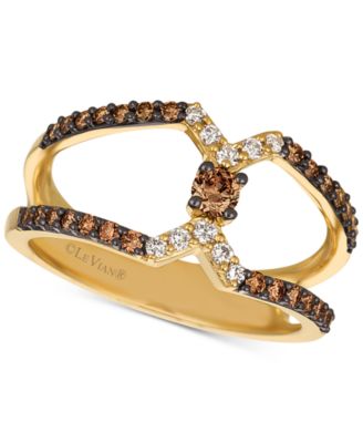 Le Vian - Chocolatier&reg; Open-Band Chocolate Diamonds&reg; & Vanilla Diamonds&reg; Statement Ring (1/2 ct. t.w.) in 14k Gold