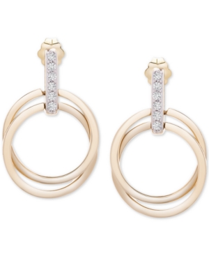 image of Diamond Drop Double Hoop Earrings (1/10 ct. t.w.) in 10k Gold