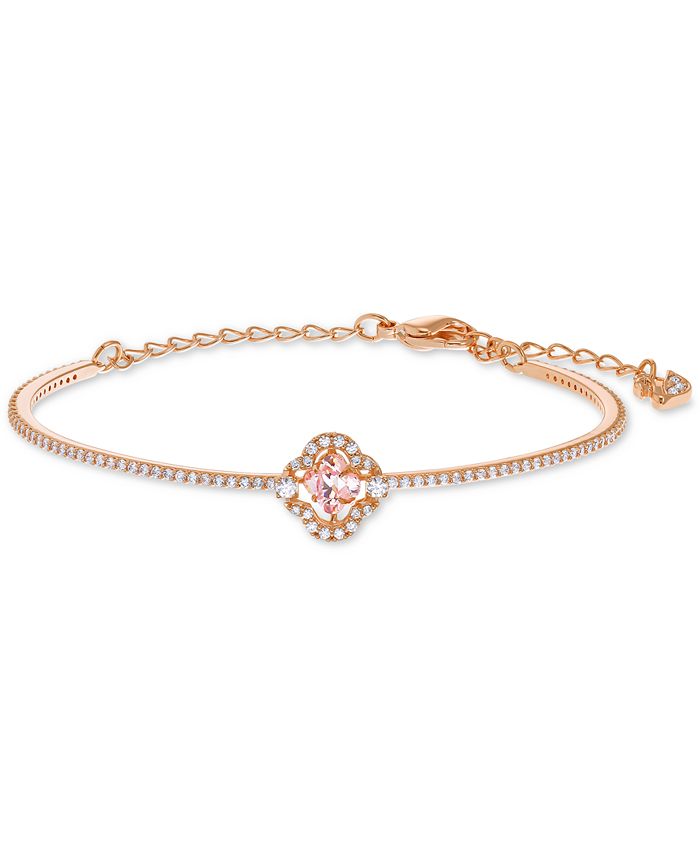 Swarovski Rose Gold-Tone Crystal Clover Bangle Bracelet - Macy's