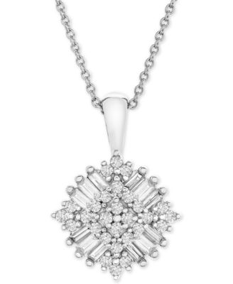 macy's diamond baguette cluster pendant necklace