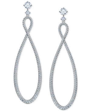 image of Swarovski Silver-Tone Crystal Infinity Symbol Drop Earrings