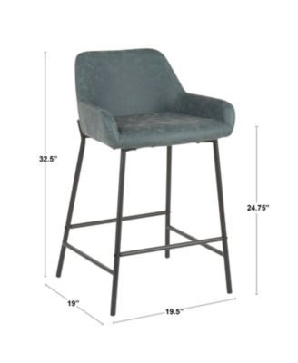 Daniella Industrial Counter Stool in Black Metal and Espresso Faux Leather by - Set Of 2