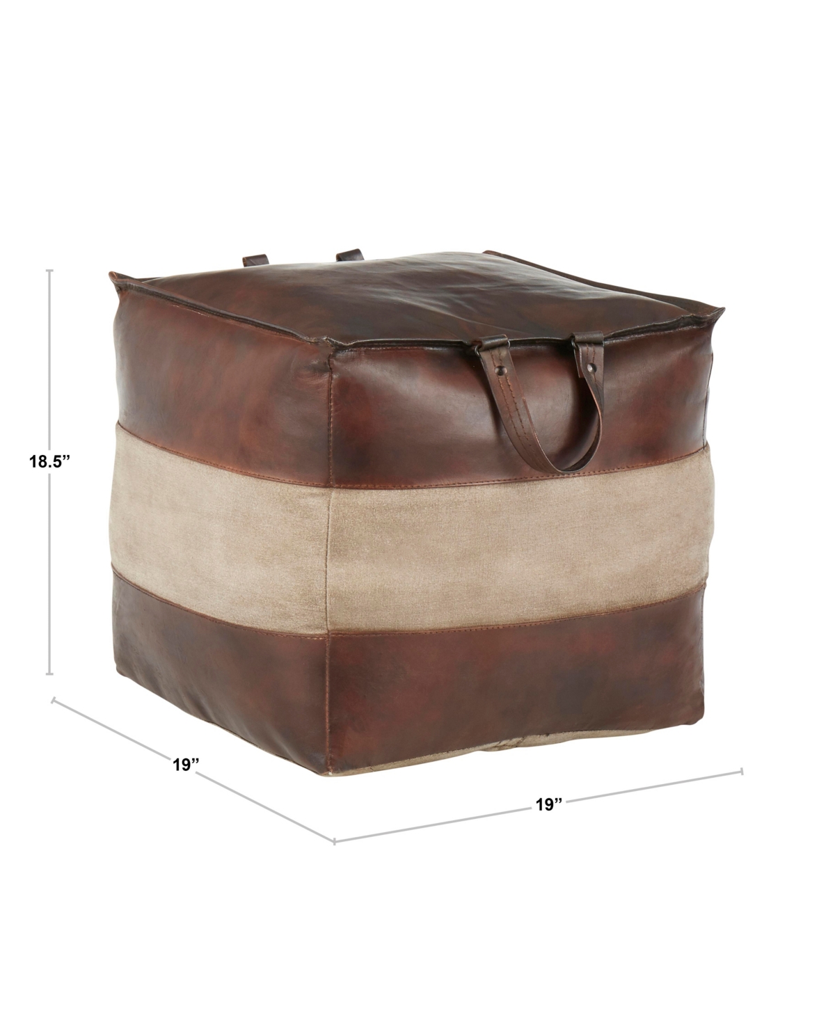 Lumisource Cobbler Industrial Pouf In Leather And Canvas By  In Espresso