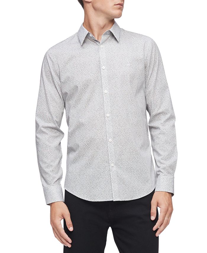 Calvin Klein Men's Regular-Fit Stretch Geo-Print Shirt - Macy's