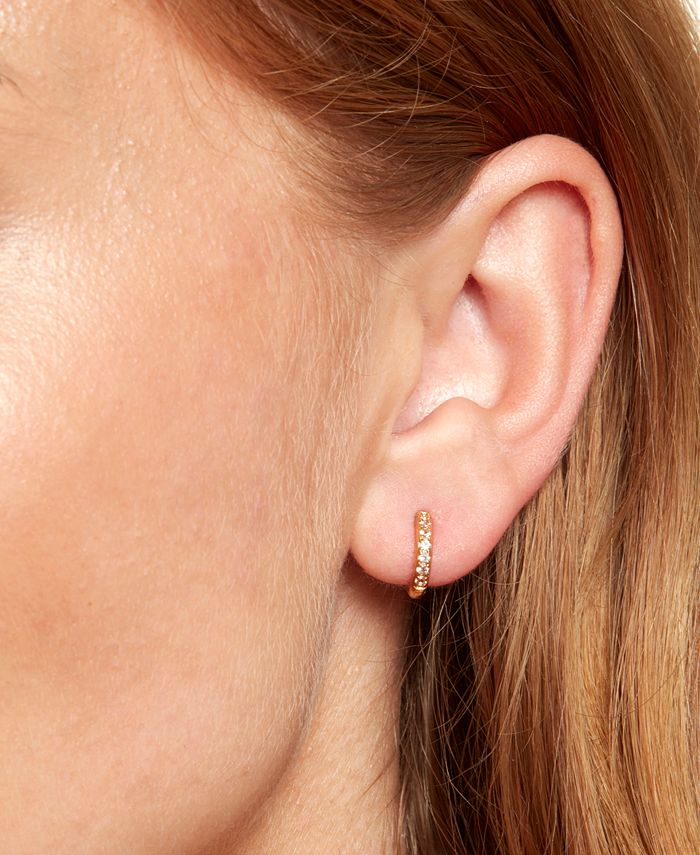 Olivia Burton White Topaz Small Huggie Hoop Earrings, 0.5" & Reviews Earrings Jewelry