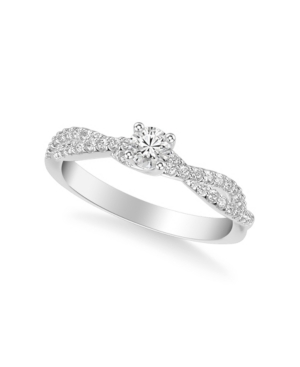 image of Diamond Twist Engagement Ring (3/8 ct. t.w.) in 14k Yellow, White and Rose Gold