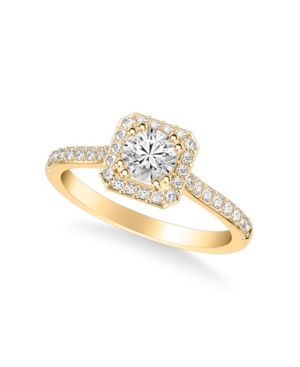 image of Diamond Halo Engagement Ring (7/8 ct. t.w.) in 14k White, Yellow or Rose Gold