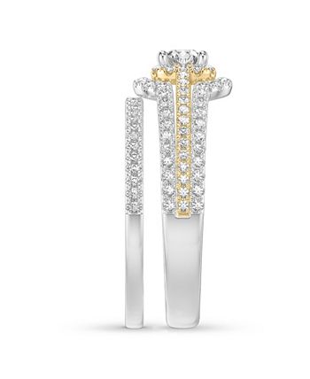 Macy's - Diamond Princess Bridal Set (7/8 ct. t.w.) in 14k Two Tone White & Yellow Gold or White & Rose Gold