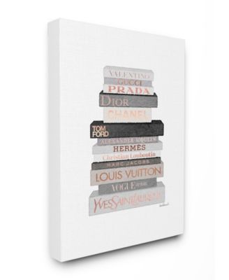 Neutral Gray and Rose Gold-Tone Fashion Bookstack Canvas Wall Art, 30" L x 40" H