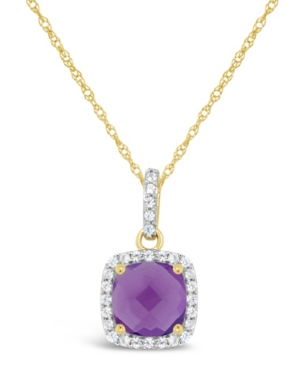 image of Amethyst (1-1/3 ct. t.w.) and Created White Sapphire (1/6 ct. t.w.) Pendant Necklace in 10k Yellow Gold