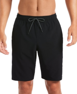 Shop Nike Men's Contend Water-repellent Colorblocked 9" Swim Trunks In Black