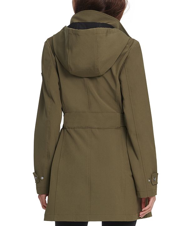 DKNY Hooded Belted Water-Resistant Raincoat, Created for Macy's ...