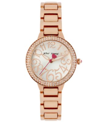 Betsey Johnson Watch, Women's Rose Gold-Tone Stainless Steel Bracelet ...