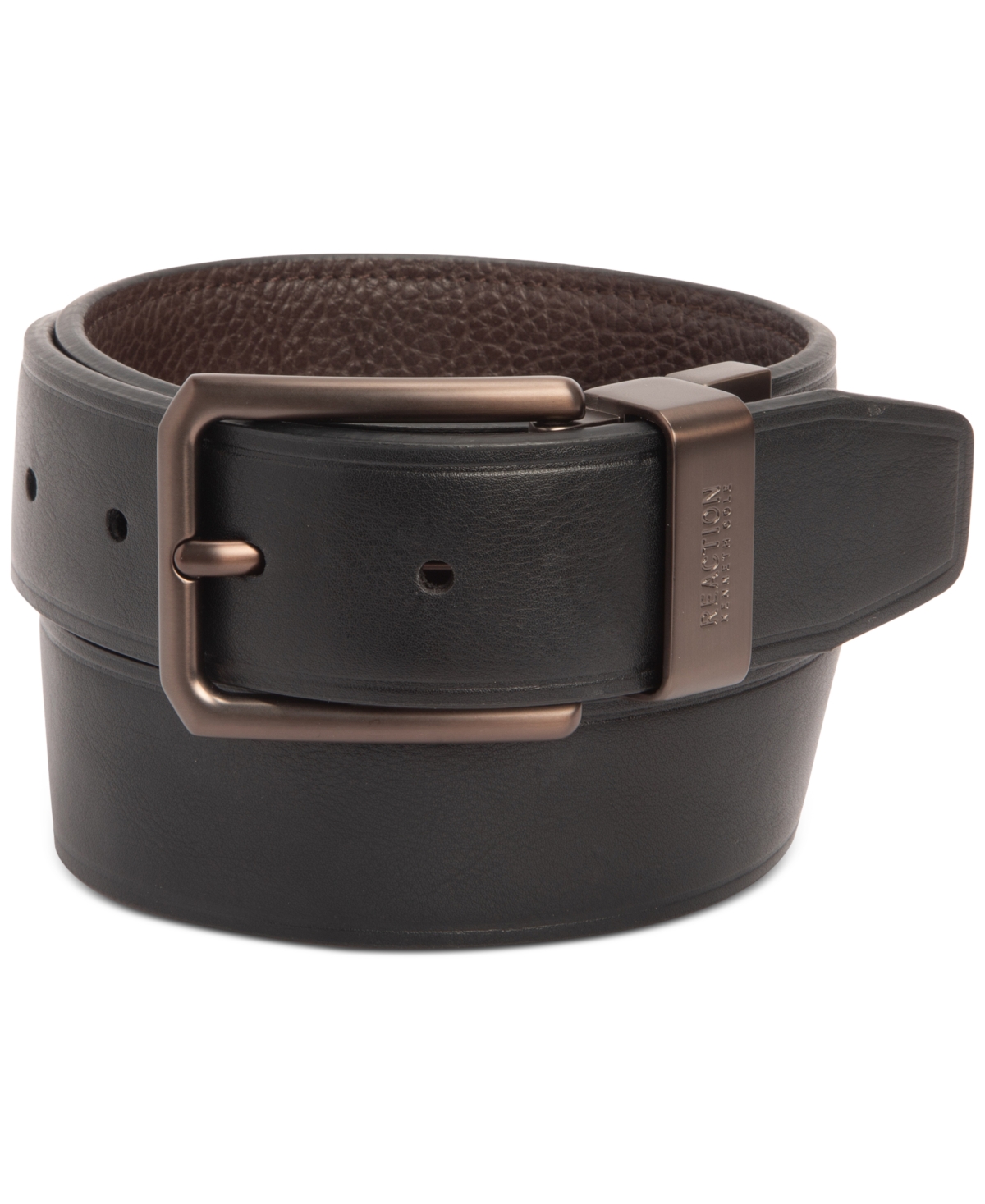 Kenneth Cole Reaction Men's Reversible Pebble Grain Belt In Brown,black