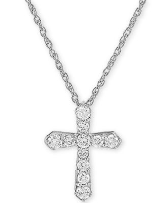 Forever Grown Diamonds - Lab-Created Diamond Cross 18" Pendant Necklace (1/2 ct. t.w.) in Sterling Silver