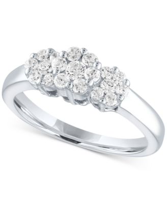 Forever Grown Diamonds - Lab-Created Diamond Triple Cluster Statement Ring (1/2 ct. t.w.) in Sterling Silver