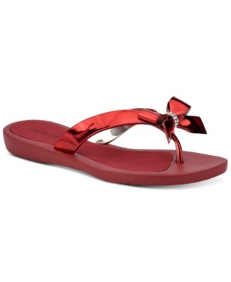 guess tutu bow flip flops red