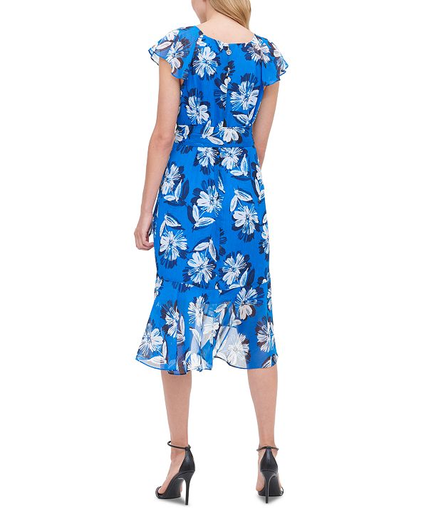 Tommy Hilfiger Floral-Print Chiffon Midi Dress & Reviews - Dresses ...