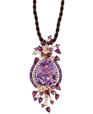 image of Le Vian Crazy Collection Multi-Stone Cord Pendant Necklace in 14k Strawberry Rose Gold (18 ct. t.w.)