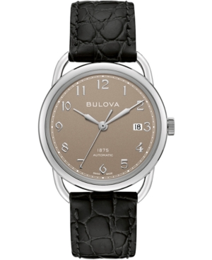 Shop Bulova Limited Edition  Men's Swiss Automatic Joseph  Black Leather Strap Watch 38.5mm