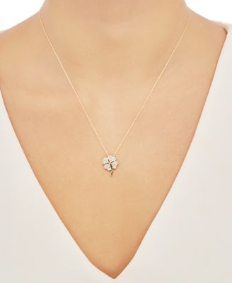 Diamond Accent Four Leaf Clover Pendant in 10K Yellow Gold