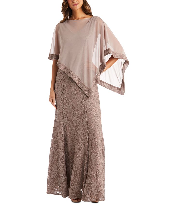 R & M Richards Poncho & Gitter-Lace Gown - Macy's