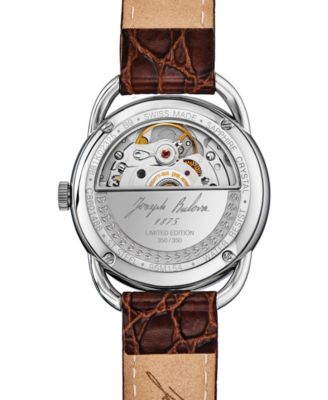 LIMITED EDITION Women's Swiss Automatic Joseph Bulova Brown Leather Strap Watch 34.5mm