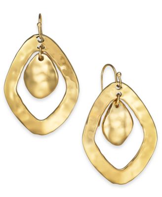 Style & Co - Double-Diamond Hammered Drop Earrings