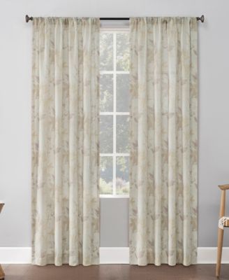 Hilary Watercolor Floral Linen Blend Semi-Sheer Rod Pocket Curtain Panel