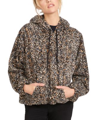 leopard print fleece hoodie