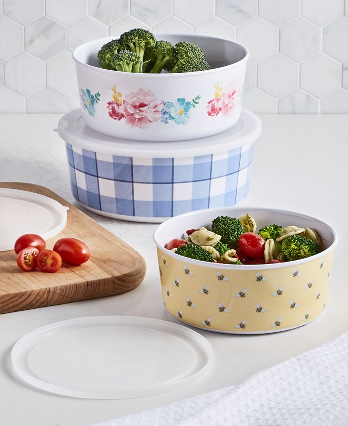 Martha Stewart Collection Garden Party Melamine Nesting Food Storage  Containers with Lids, Set of 3, Created for Macy's - Macy's