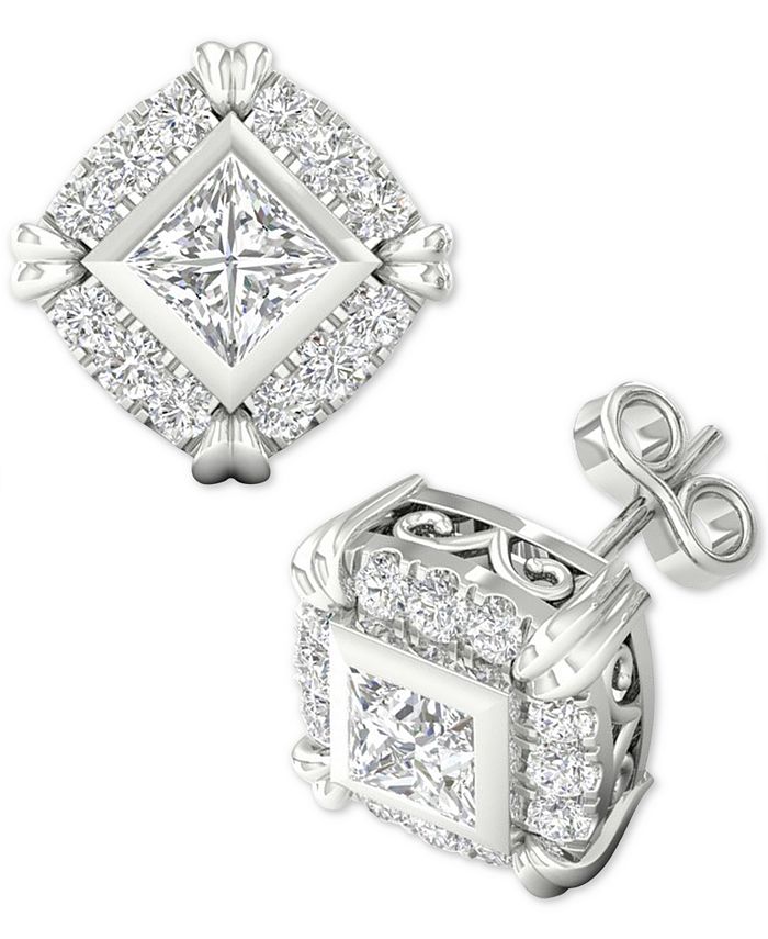 Macy's princess cut diamond sale earrings