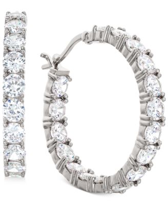 Macy's - Cubic Zirconia In & Out Hoop Earrings in Sterling Silver