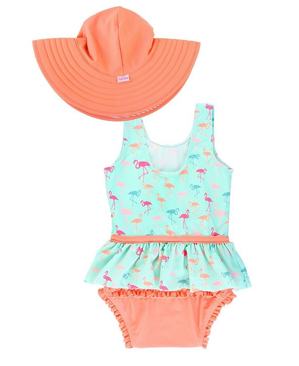 RuffleButts Baby Girl's Skirted Swimsuit Swim Hat Set & Reviews ...