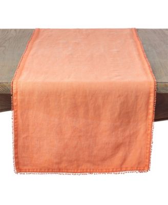 Pom Pom Design Linen Dining Room Table Runner