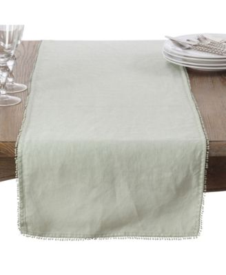 Pom Pom Design Linen Dining Room Table Runner