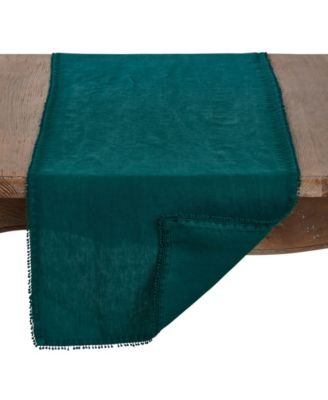 Pom Pom Design Linen Dining Room Table Runner