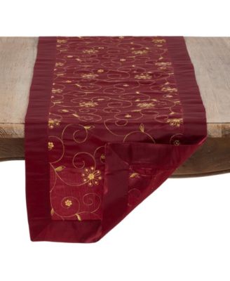 Holiday Runner with Embroidered and Sequined Design, 16" x 108"