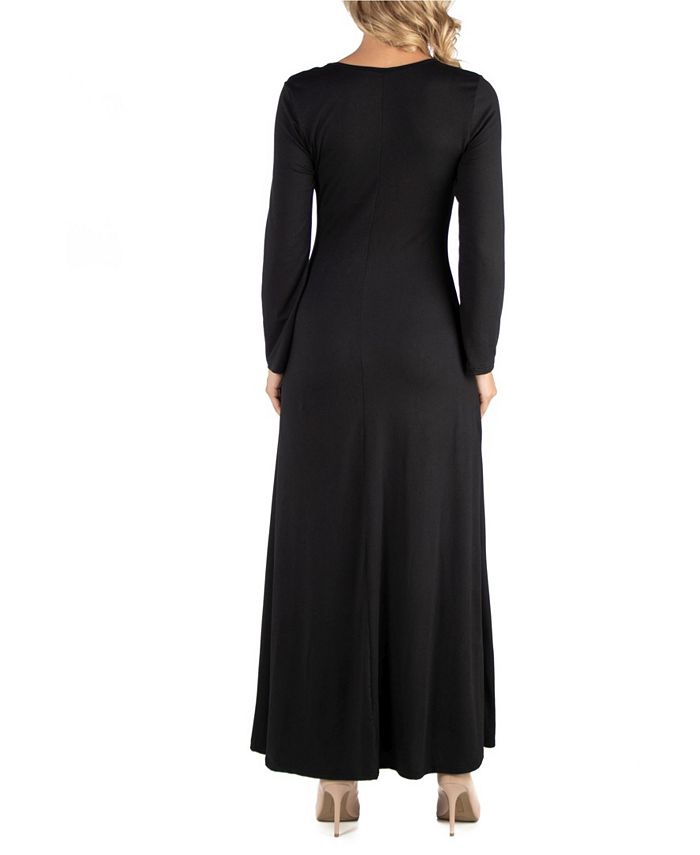 24seven Comfort Apparel Long Sleeve T-Shirt Maternity Maxi Dress - Macy's