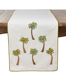 Cotton Table Runner with Beaded Palm Trees