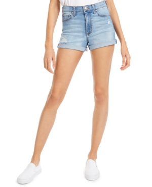 image of Celebrity Pink Juniors- Ripped High-Rise Cuffed Denim Shorts