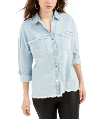 GUESS Parisian Frayed-Edge Denim Shirt 