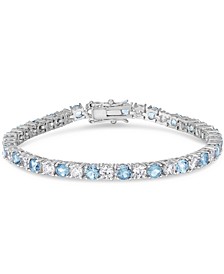 Simulated Cubic Zirconia Alternating Line Bracelet in Silver Plate