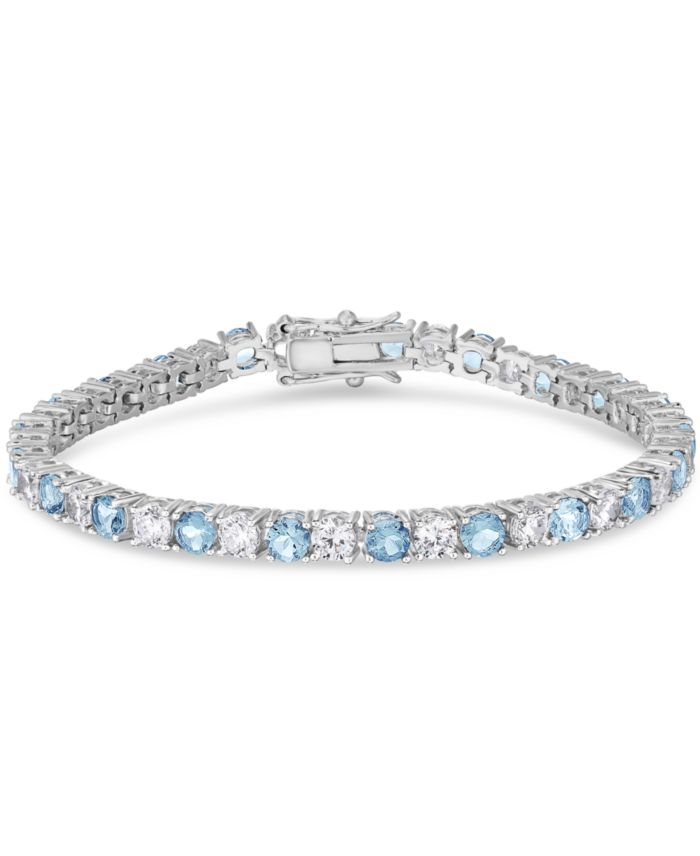 Simulated Cubic Zirconia Alternating Tennis Bracelet in Silver Plate