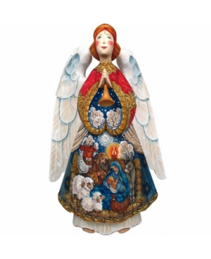 G.debrekht Woodcarved Nativity Angel Santa Figurine In Multi