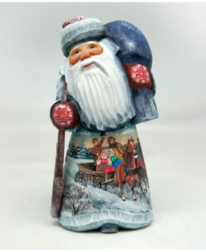 G.debrekht Woodcarved And Hand Painted Old World Horsing Around Santa Figurine In Multi