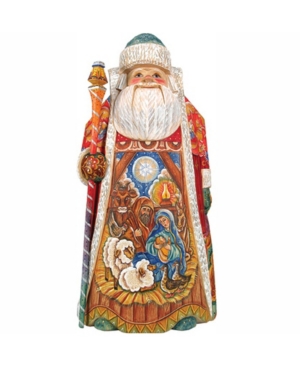 G.debrekht Woodcarved And Hand Painted Away In The Manger Santa Claus Figurine In Multi