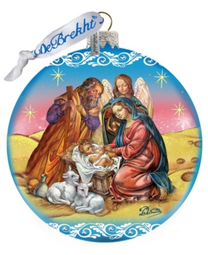 G.debrekht Limited Edition Nativity Ball In Blue Glass Ornament In Multi