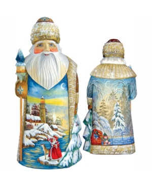 G.debrekht Woodcarved Winter Santa Figurine In Multi