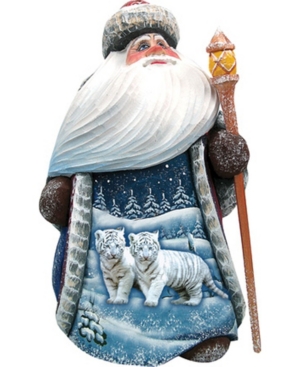 G.debrekht Woodcarved And Hand Painted Playful Snow Santa Figurine In Multi